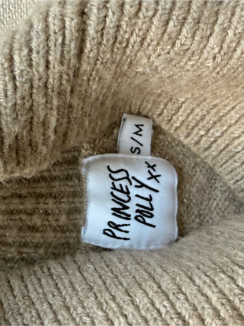 Princess Polly Taupe Mock Neck Fuzzy Knit Sweater - Picture 2 of 2